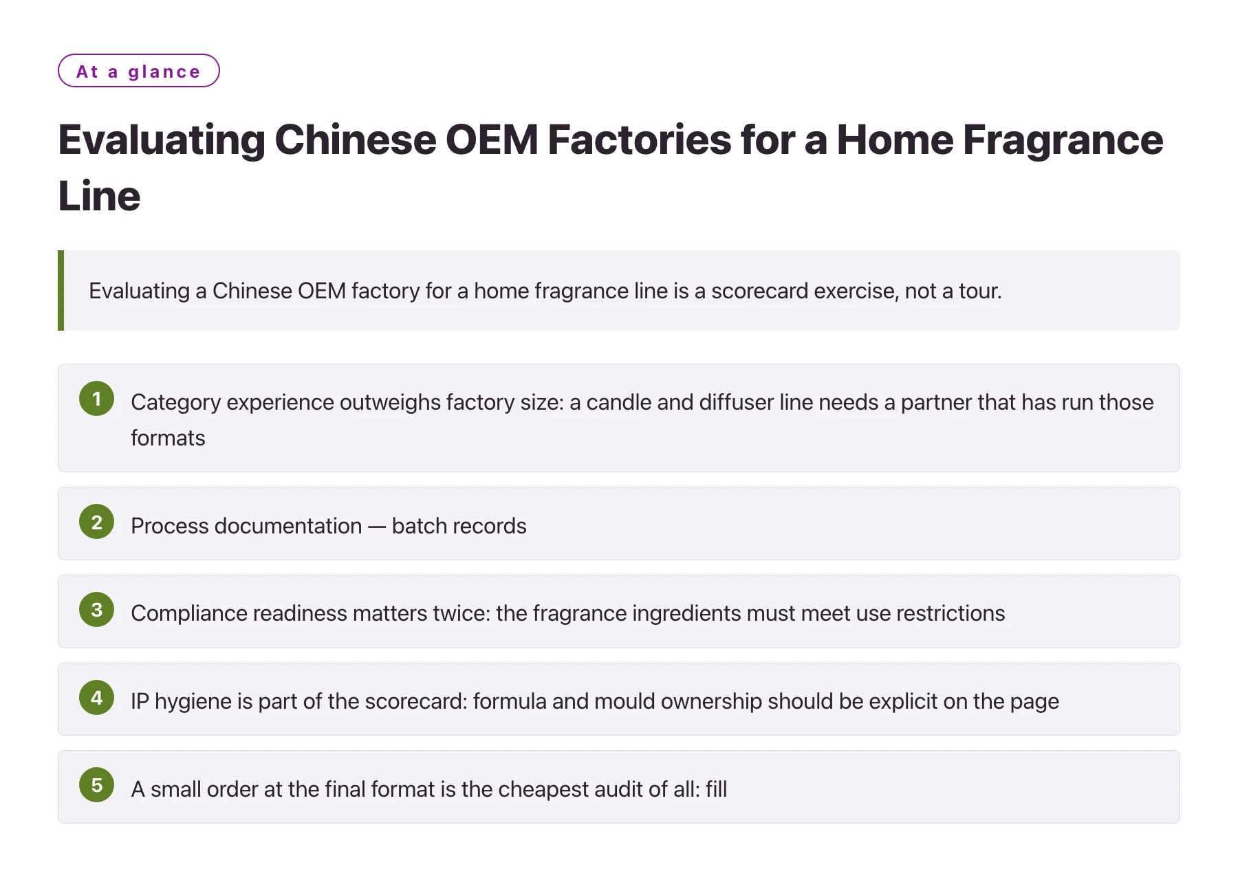 Evaluating Chinese OEM Factories for a Home Fragrance Line——全文要点速览